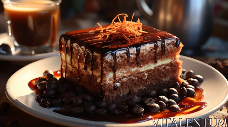 Delicious Chocolate Cake with Coffee Beans and Orange Zest AI Image
