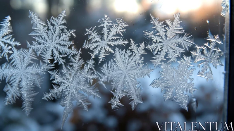 Glittering Ice Crystals: Captivating Close-Up of Frost on a Window AI Image
