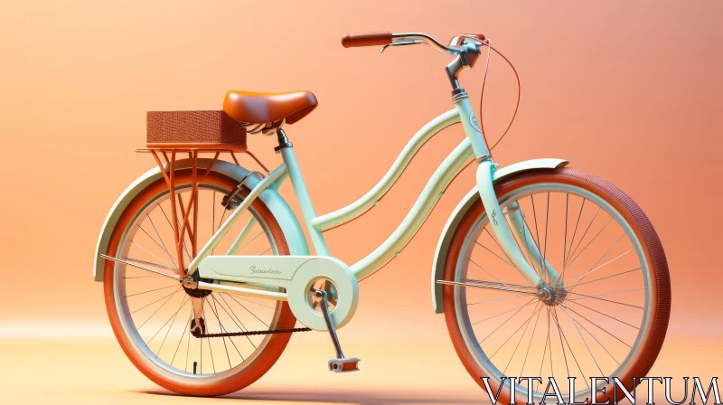 Mint Green Bicycle on Orange Background AI Image