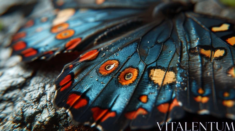 Blue and Orange Butterfly Wing Close-Up AI Image