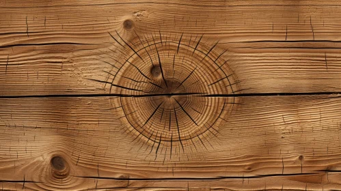 Detailed Wooden Surface with Knot Close-Up