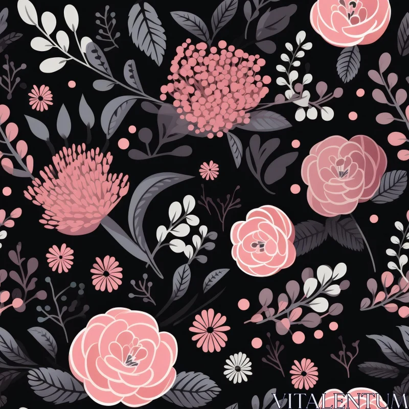 Elegant Floral Pattern in Pink and White AI Image