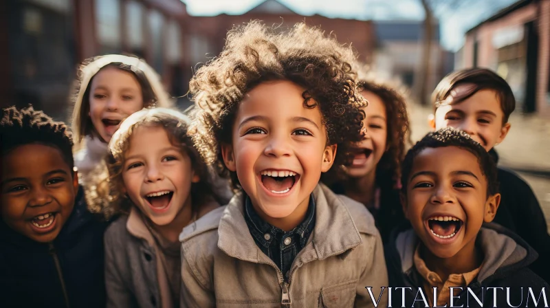 Joyful Diverse Children Laughing Together AI Image