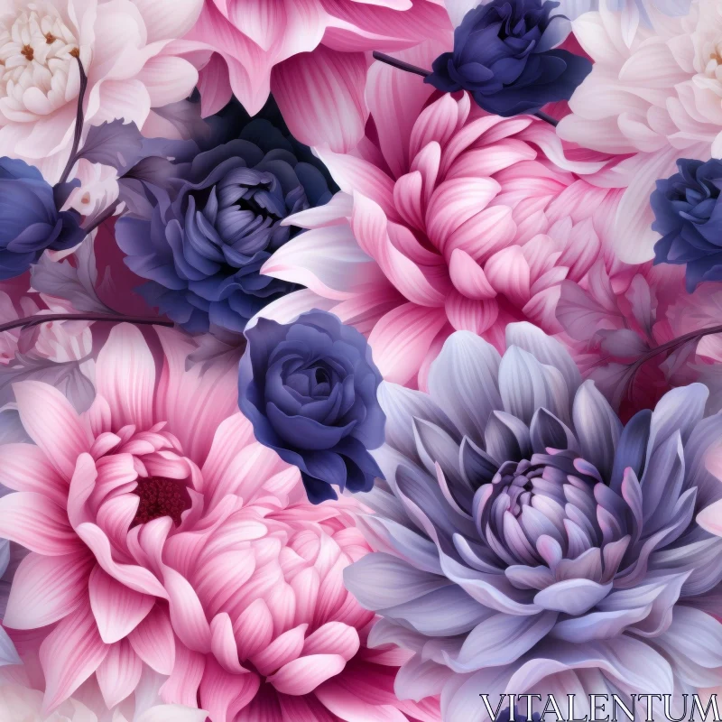Pink and Purple Floral Seamless Pattern AI Image