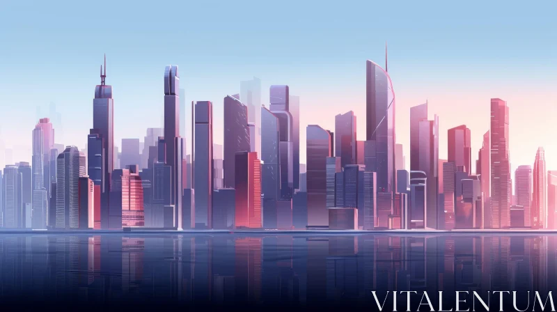 Serene Cityscape at Sunset AI Image