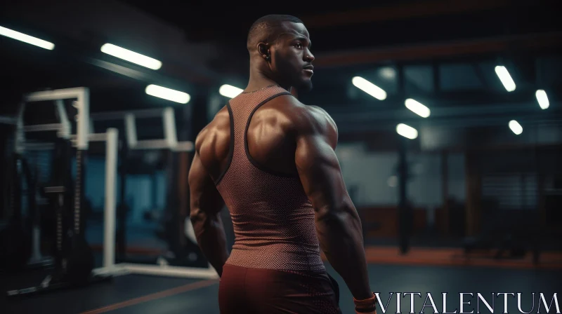 AI ART Serious African-American Man Portrait in Dark Gym