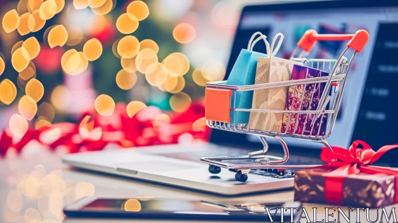 Captivating Online Shopping Concept with Christmas Ambiance AI Image