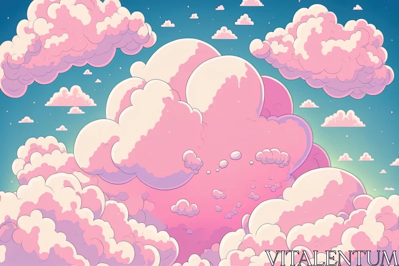Dreamy Pink Clouds: Detailed Comic Book Art | Commission for Candycore AI Image