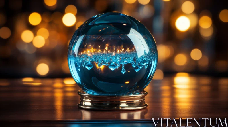 Golden Stand Crystal Ball 3D Rendering AI Image