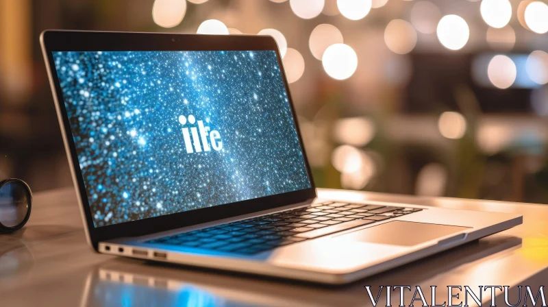 AI ART Modern Laptop with iiTe Logo on Glass Table