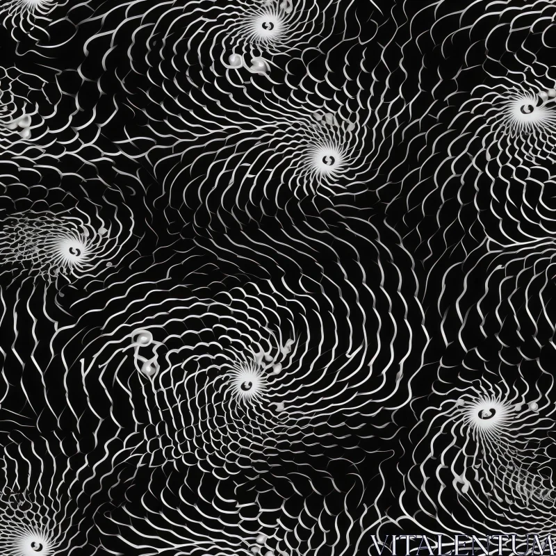 AI ART Abstract Black and White Seamless Pattern - Net Structure Design
