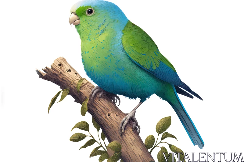Captivating Illustration of a Blue Bird with Green Eyes AI Image
