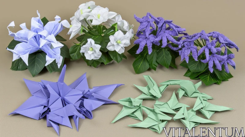 Exquisite Paper Flower Arrangements and Origami Models AI Image