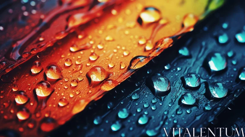 Intriguing Water Drops on Colored Surface AI Image