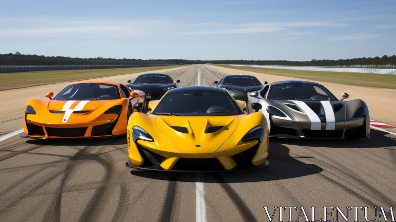 Sleek Sports Cars Lineup Ready to Race AI Image