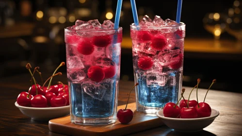 Summer Cocktails with Cherries - Refreshing Drink Composition