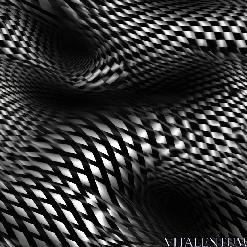 Checkered Glossy Rippled Pattern - Dark Atmosphere Background AI Image