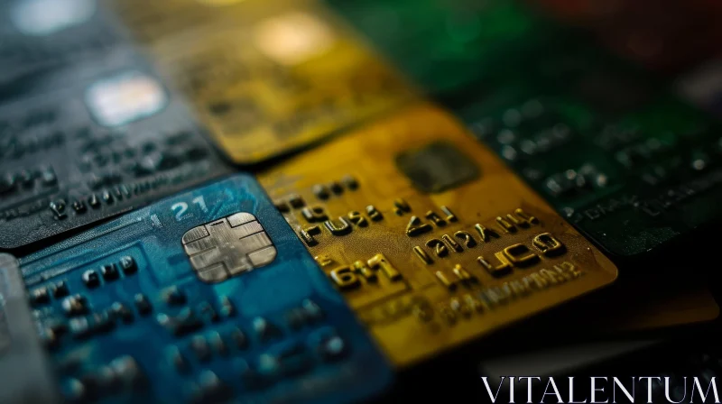 Colorful Stack of Credit Cards - Close-Up Abstract Image AI Image