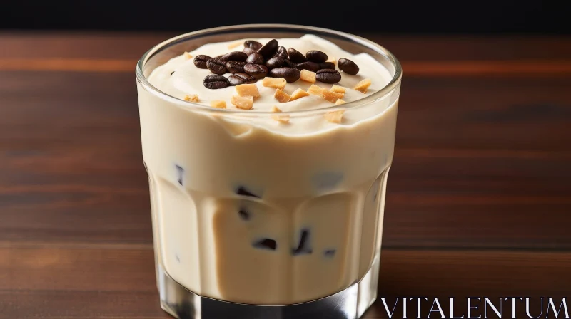 Delicious Coffee Milkshake on Wooden Table AI Image