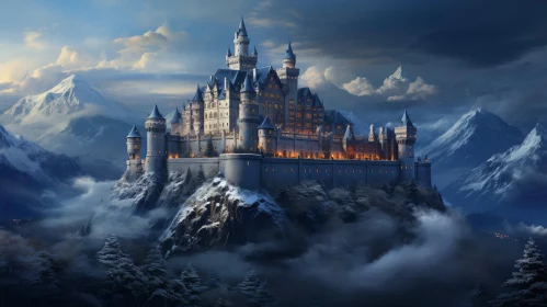 Majestic Fairytale Castle Digital Painting