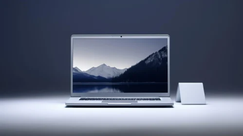 Product Shot: Laptop with Mountain Landscape Display