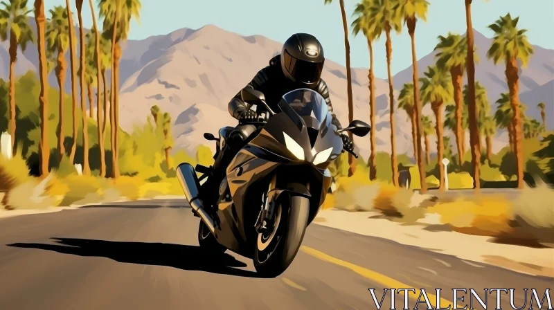 AI ART Thrilling Motorcycle Ride through Desert Canyon