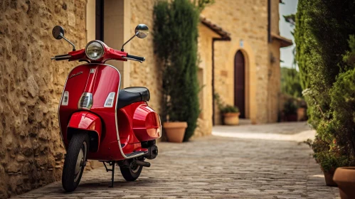 Vintage Scooter in Small Italian Village
