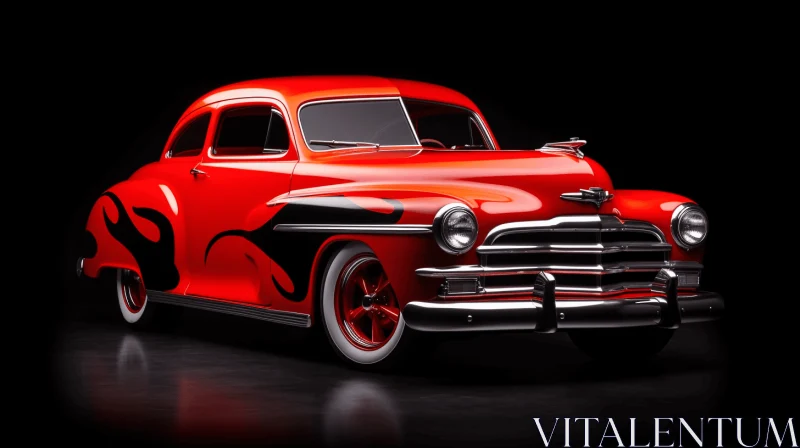 Vivid Red Chevrolet Car Art: Character Design and Airbrushing Techniques AI Image