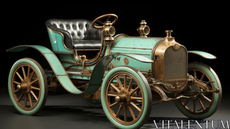 Antique Green Car with Unique Blend of Light Blue and Bronze AI Image