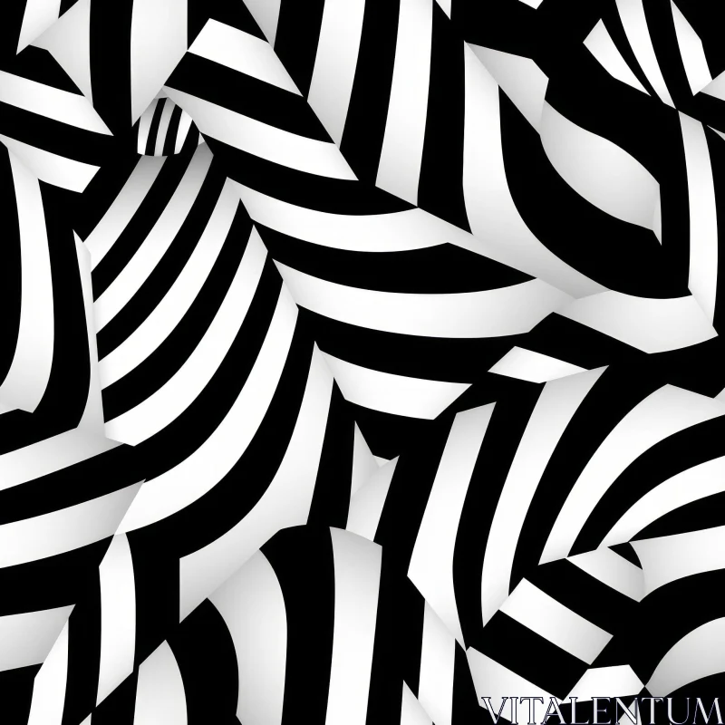 AI ART Black and White Striped Pattern - 3D Effect
