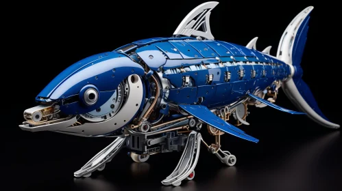 Blue and Silver Metallic Steampunk-Inspired Fish