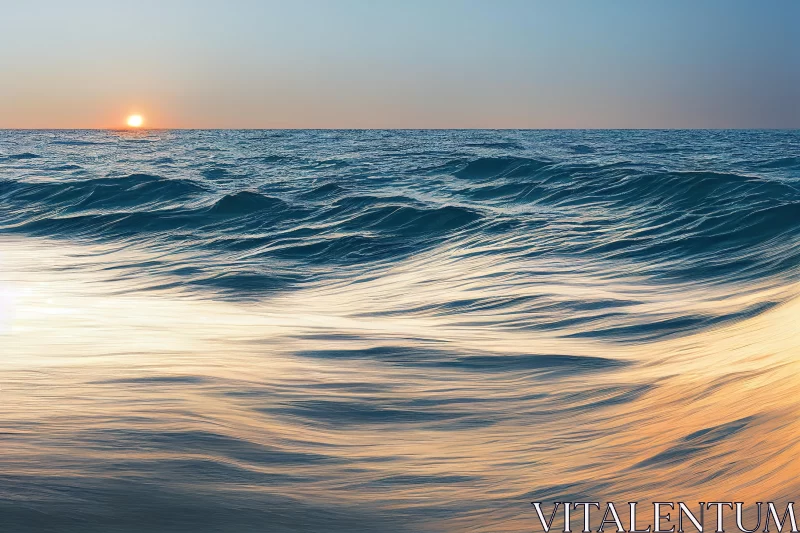 Captivating Ocean Waves at Sunset | Juxtaposition of Lines AI Image