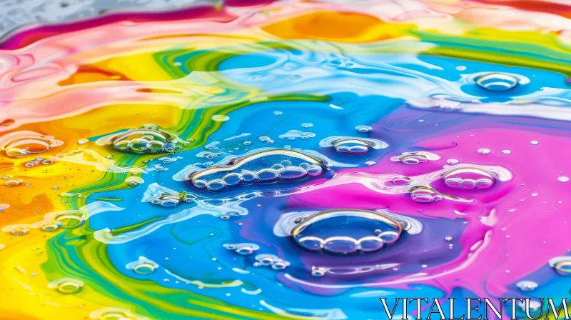 Colorful Abstract Painting with Bubbles AI Image