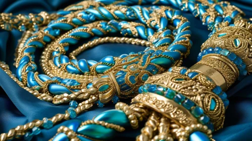 Delicate Gold and Blue Necklace | Intricately Woven | Luxurious Jewelry