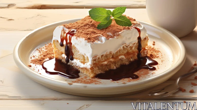 Delicious Tiramisu Cake with Coffee and Cream AI Image