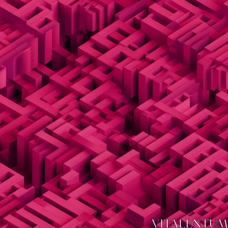Pink Geometric Labyrinth 3D Rendering AI Image