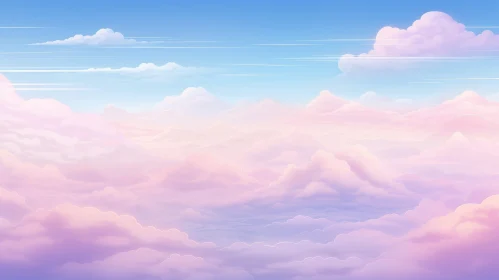 Tranquil Cloudscape - Blue and Pink Sky with Fluffy Clouds