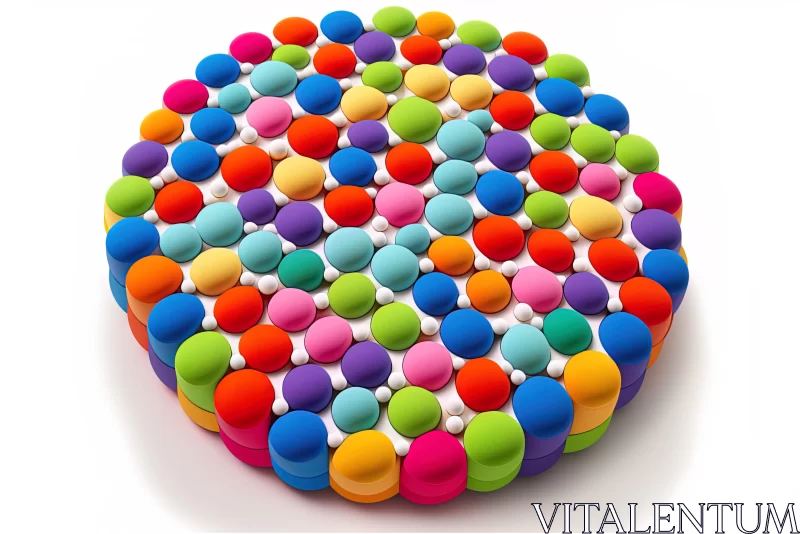 Vibrant Colorful Balls in Inverted Wheel Shape | Abstract Art AI Image
