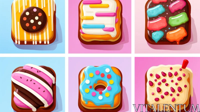 AI ART Whimsical Doughnuts Grid - Colorful Treats for All Ages