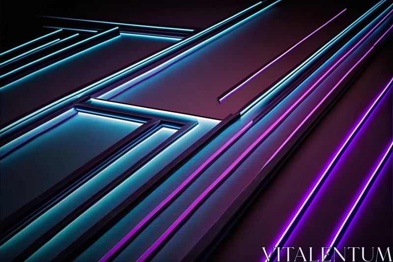 Captivating Neon Light Lines: A Multi-layered Geometric Composition AI Image