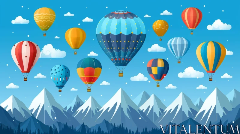 AI ART Colorful Hot Air Balloon Festival Illustration