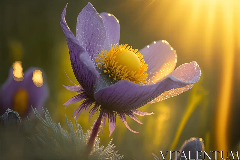 Enchanting Purple Flower in a Field - Hyperrealistic Wildlife Portraits AI Image