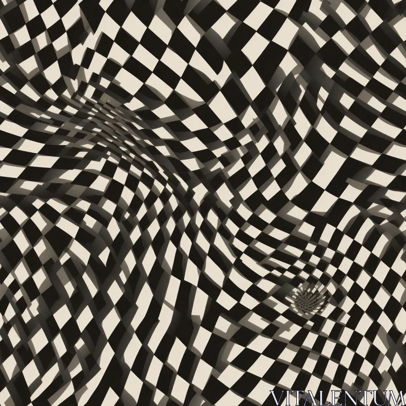 Monochrome Twisted Checkered Pattern AI Image