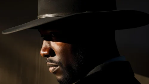 Black Cowboy Hat Man Portrait