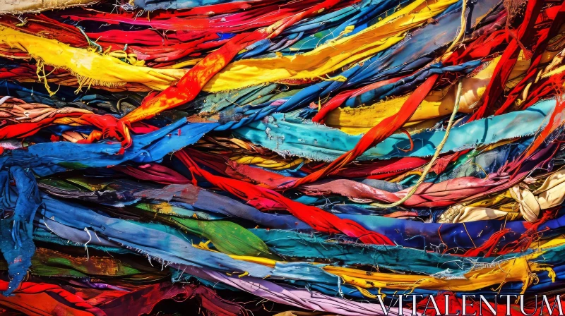 Colorful Fabric Scraps: A Chaotic Beauty AI Image