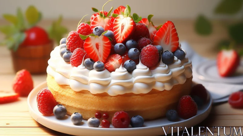 AI ART Delicious Cake with Fresh Berries - Dessert Delight