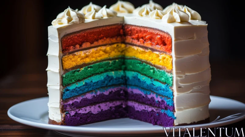 Delicious Rainbow Cake with Colorful Layers AI Image