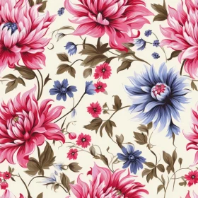 Pink and Blue Floral Seamless Pattern