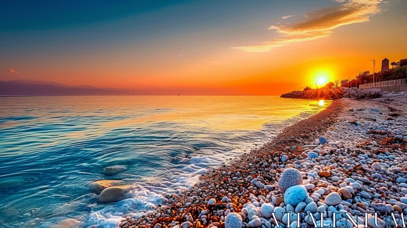 Serene Sunset over the Sea: A Captivating Photo AI Image