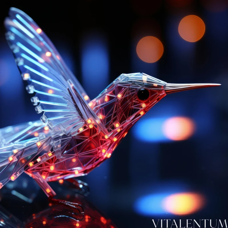 Translucent Geometric Hummingbird Bathed in Light AI Image